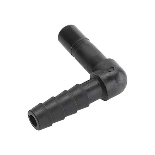 Trueseal Barbed Fitting Adapter, 1/4 in Tube Size, PVDF, Black FB4TEB4