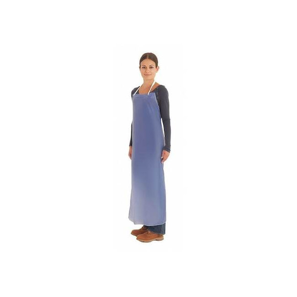 Ansell Bib Apron, Vinyl, Blue, 49 in, Universal 56-007 Pack of 12