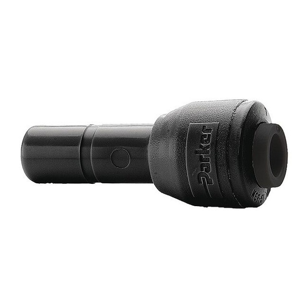 Trueseal Push-Fit Adapter Fitting, 3/8 in Tube Size, PVDF, Black FB6RD8-HBLK