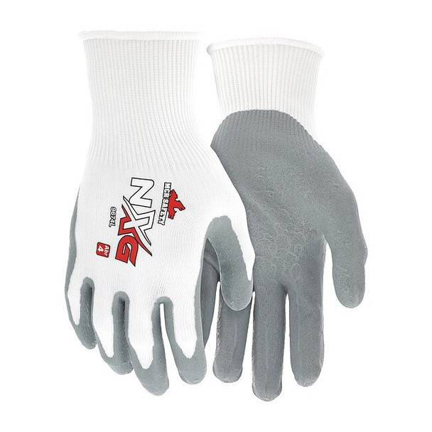Coated Gloves, Nitrile, Foam, Palm, 3 Abrasion Level, White, L (9) 1 PR