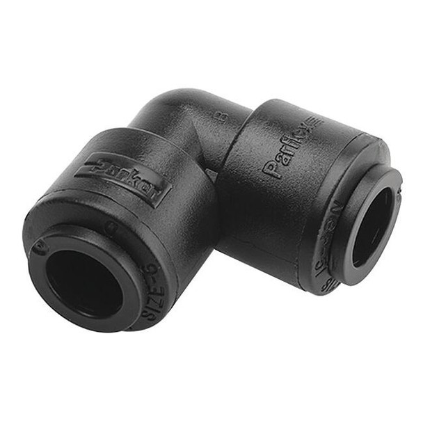 Trueseal Push-Fit Elbow Fitting, 3/8 in Tube Size, PVDF, Black FB6EU6-HBLK