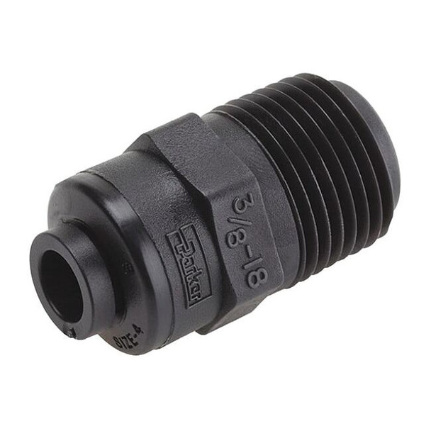Trueseal Push-Fit Adapter Fitting, 1/4 in Tube Size, PVDF, Black FB4MC4-HBLK