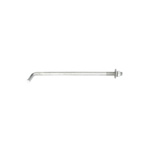 L-Hook, 1"-8, 24" L, Carbon Steel Hot Dipped Galvanized Pack of 10