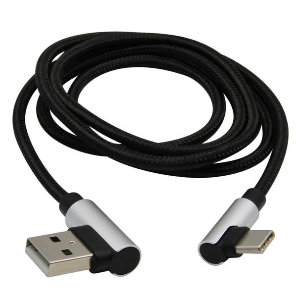Mobilespec Right Angle USB-C Cable Silver/Black, 3 MB06317 Pack of 5