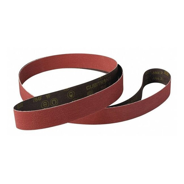 Sanding Belt, 1/2 in W, 18 in L, Coated, Ceramic, 80 Grit, Medium, 784F, Maroon