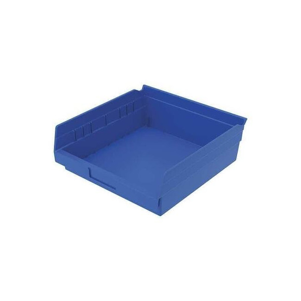 Shelf Storage Bin, Plastic, Blue, 4 in H, 11 1/8 in W, 11 5/8 in L Pack of 12