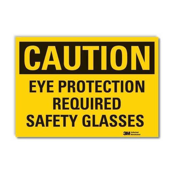 Lyle Caution Sign,5 in H,Vinyl,Eye Protection, LCU3-0373-RD_7x5 LCU3-0373-RD_7x5