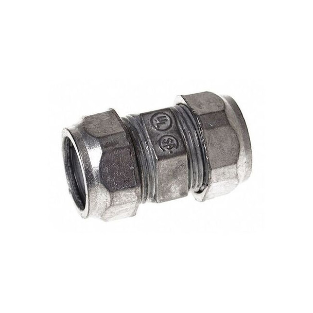 Raco EMT Coupling, 1/2 in, Compression, Zinc Alloy, Plain, Gray 2822
