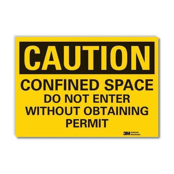 Lyle Caution Sign,5 in H,Vinyl,Confined Space, LCU3-0427-RD_7x5 LCU3-0427-RD_7x5