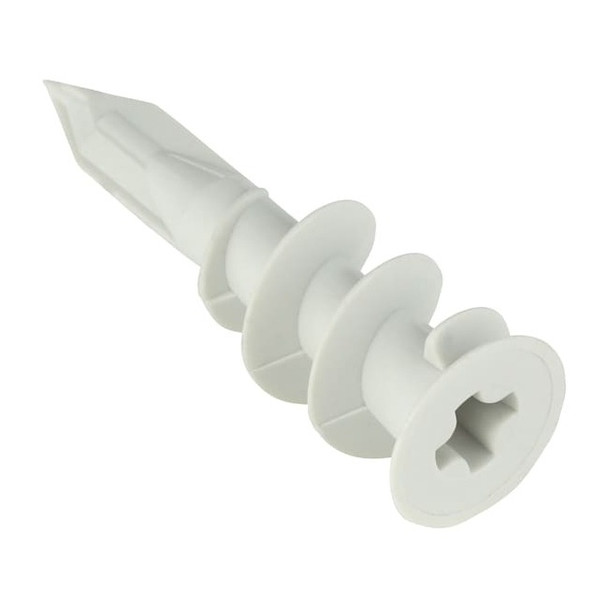 Wall Anchor, Not Rated Tension Strength, 1-5/8"L, Plastic, 100 PK