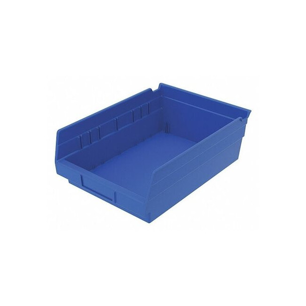 Shelf Storage Bin, Plastic, Blue, 4 in H, 8 3/8 in W, 11 5/8 in L Pack of 12