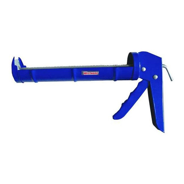 Caulk Gun, 10 oz Container Size, Steel, 7:01, Half Barrel Frame, Blue