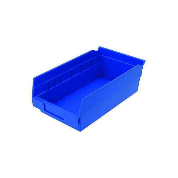Shelf Storage Bin, Plastic, Blue, 4 in H, 6 5/8 in W, 11 5/8 in L