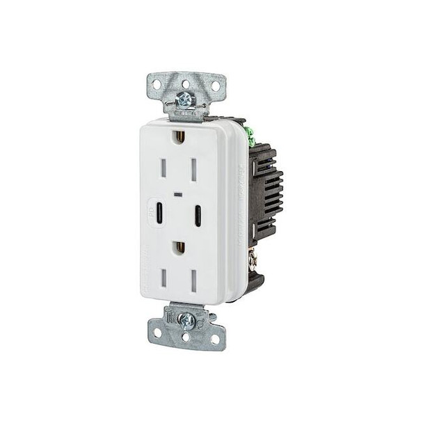 USBReceptacle,15A,1/2hp,Wht,Thrmplstc Pack of 10