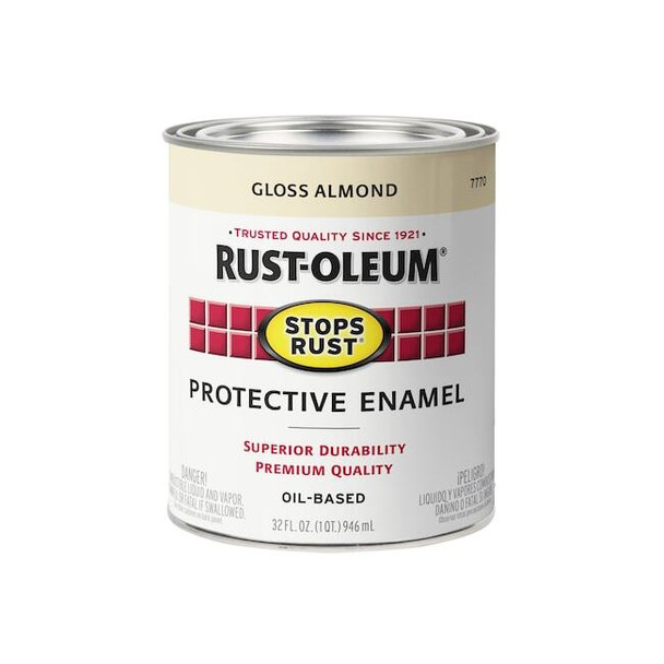 Rust-Oleum Rust Prevenative Paint, Gloss, Almond, 1 qt. 7770502 Pack of 2
