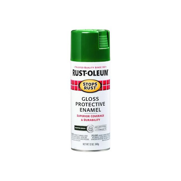Rust-Oleum Spray Paint, Hunter Green, Gloss, Solvent, 12 oz. 7738830 Pack of 6