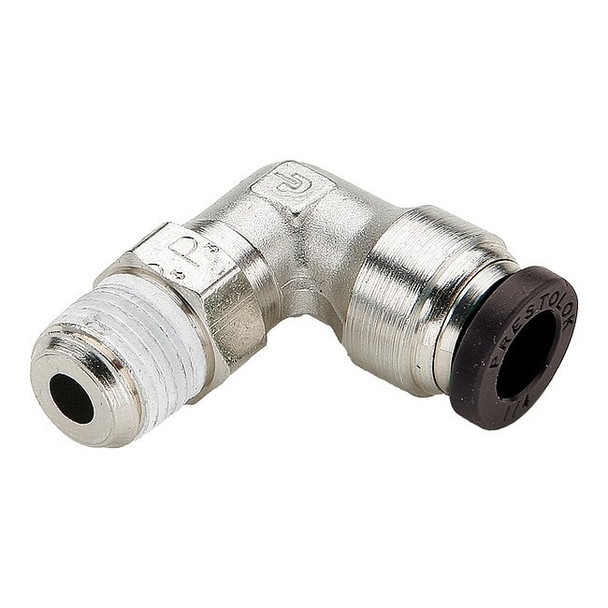 Parker Push-to-Connect Swivel Elbow, Brass, Silver W169PLP-6-6