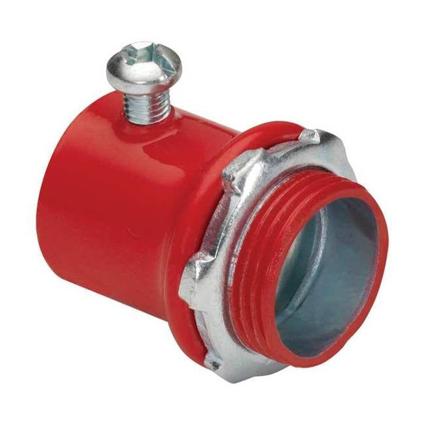 EMT Grounding Connector, 1/2 in, Set Screw, Steel, Painted, Red Pack of 50