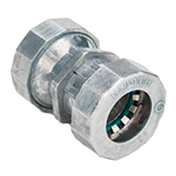 EMT Coupling, 1/2 in, Push-On; Threaded, Zinc Alloy, Plain Pack of 25