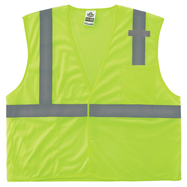 Hi-Vis Safety Vest 2XL Class 2 ,Hook & Loop 1 Mic Tab Pack of 2