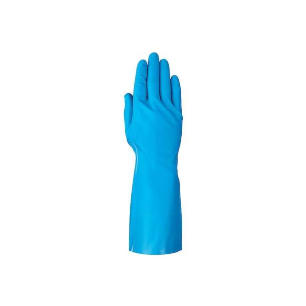 Chemical Resistant Gloves, Nitrile, Full, Gauntlet, Blue, 9, 1 PR Pack of 12