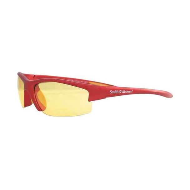 Equalizer, Safety Glasses, Anti-Scratch, Amber Lens, Red Frame, Half-Frame