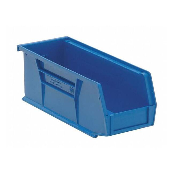 Hang & Stack Storage Bin, Polypropylene, Blue, 4 in H, 4 1/8 in W, 10 7/8 in L