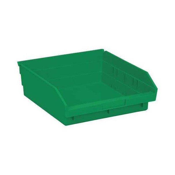 Shelf Storage Bin, Polypropylene, Green, 4 in H, 11 1/8 in W, 11 5/8 in L