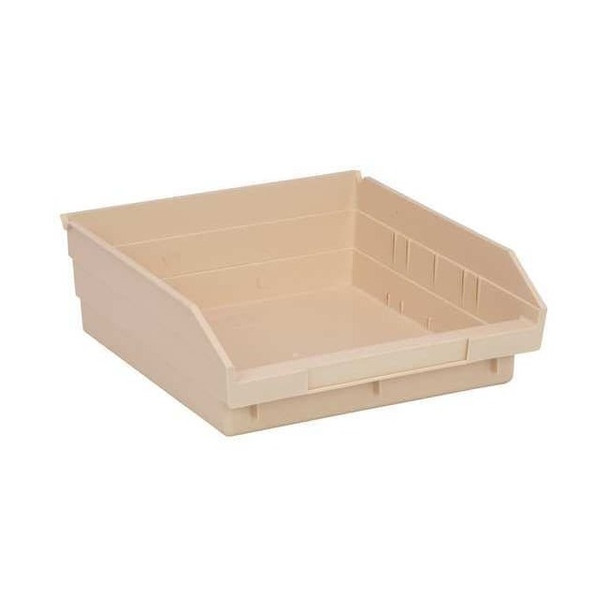 Shelf Storage Bin, Polypropylene, Ivory, 4 in H, 11 1/8 in W, 11 5/8 in L