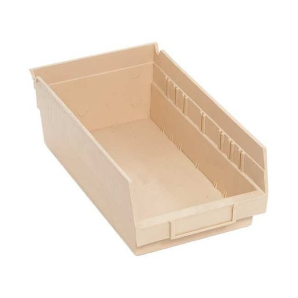 Shelf Storage Bin, Polypropylene, Ivory, 4 in H, 6 5/8 in W, 11 5/8 in L