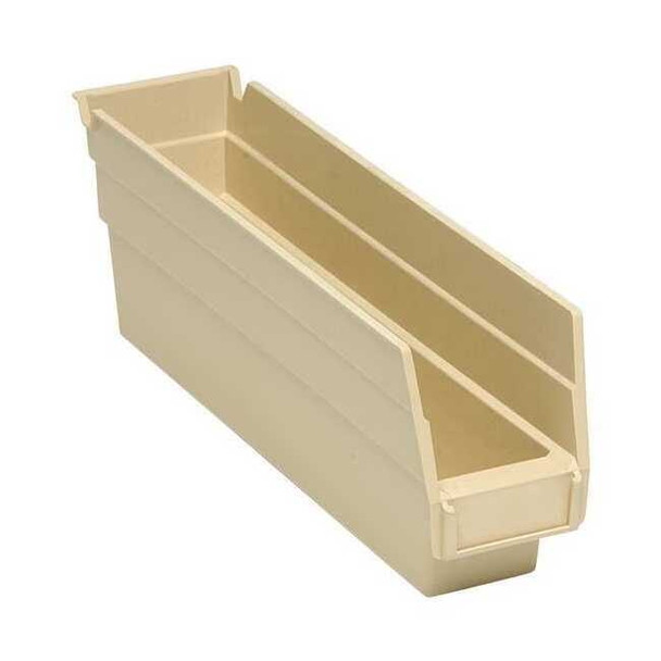 Shelf Storage Bin, Polypropylene, Ivory, 4 in H, 2 3/4 in W, 11 5/8 in L