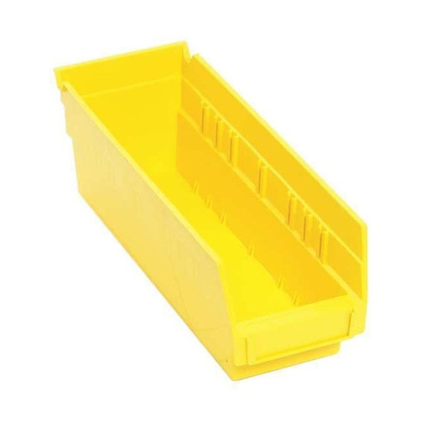 Shelf Storage Bin, Polypropylene, Yellow, 4 in H, 4 1/8 in W, 11 5/8 in L