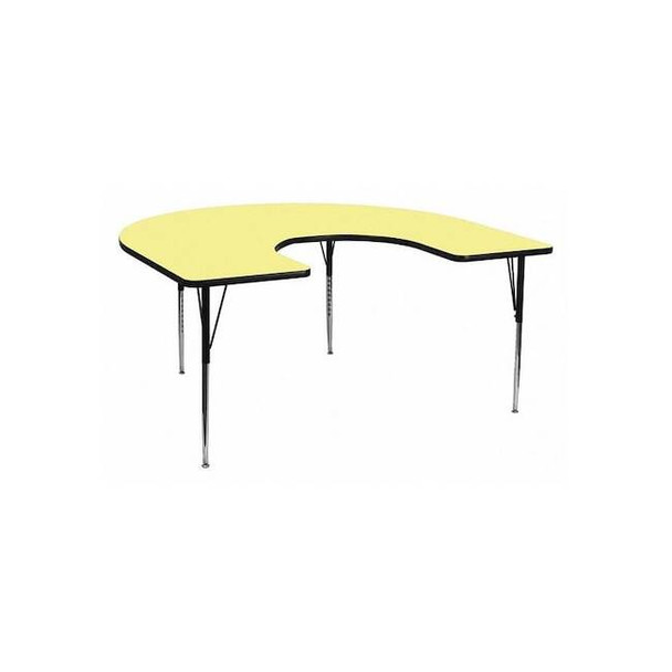Horseshoe Activity Table, Chrome, Laminate, Particleboard, Steel, Yellow