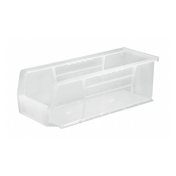 Hang & Stack Storage Bin, Polypropylene, Clear, 5 in H, 5 1/2 in W, 14 3/4 in L