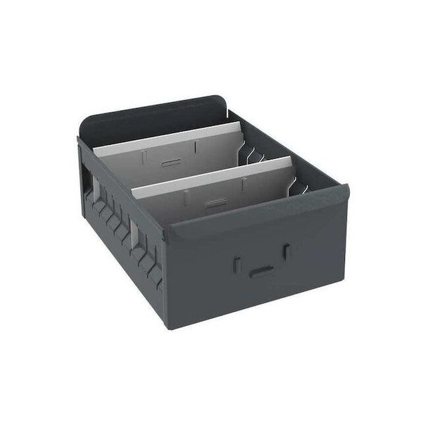 Drawer Storage Bin, Steel, Gray, 4 1/2 in H, 8 1/4 in W, 11 in L Pack of 12
