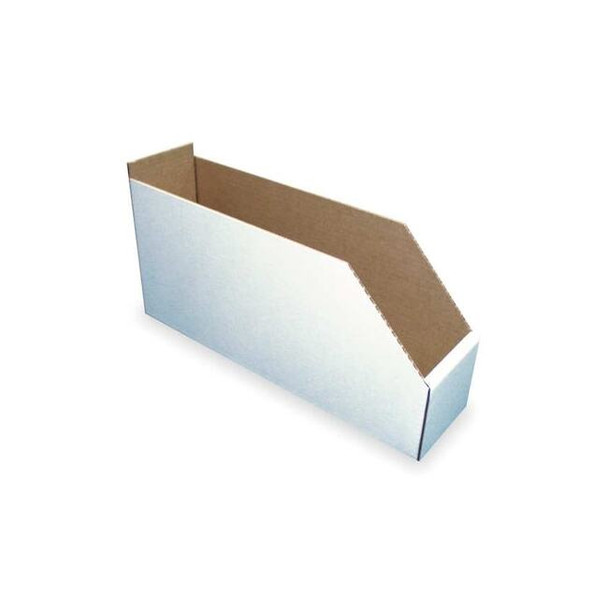 Corrugated Shelf Bin, Cardboard, 4 1/4 in W, 8 1/2 in H, White Pack of 15