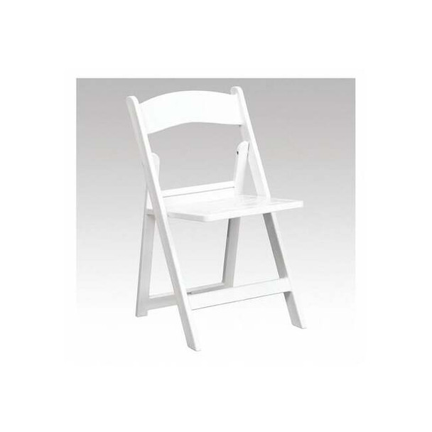 Resin Folding Chair w/Slatted Seat,Wht Pack of 2