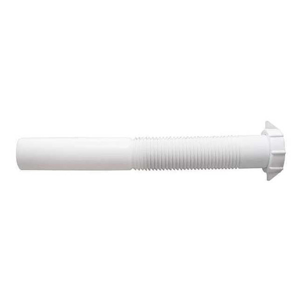 1-1/2 Dia, Polypropylene, White/Plastic, Kitchen Flexible, Tailpiece