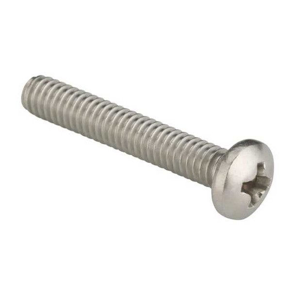 #8-32 x 1 in Phillips Pan Machine Screw, Plain 18-8 Stainless Steel, 100 PK