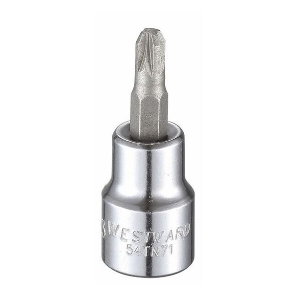 Westward 3/8 in Drive Pozidriv(R) Socket Bit SAE No. 3 Tip, 1 13/16 in L 54TN71