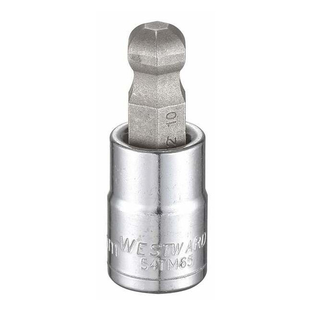 Westward 3/8 in Drive Ball Hex Socket Bit Metric 10 mm Tip, 1 13/16 in L 54TM65