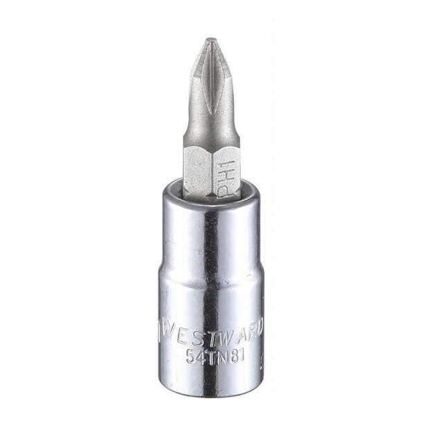 Westward 1/4 in Drive Phillips Socket Bit SAE No. 1 Tip, 1 1/2 in L 54TN81