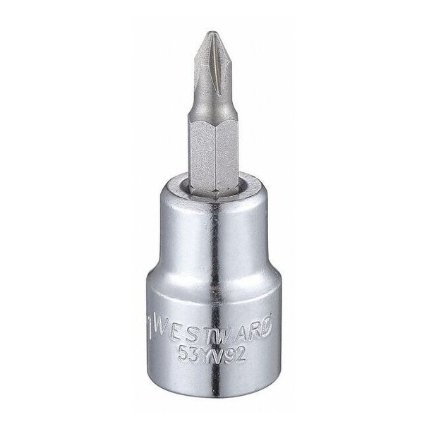 Westward 3/8 in Drive Phillips Socket Bit Metric No. 1 Tip, 1 13/16 in L 53YV92