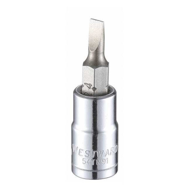 Westward 1/4 in Drive Slotted Socket Bit Metric 4 mm Tip, 1 1/2 in L 54TN91