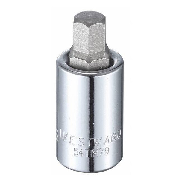 Westward 1/2 in Drive Hex Socket Bit SAE 7/16 in Tip, 2 1/4 in L 54TM79