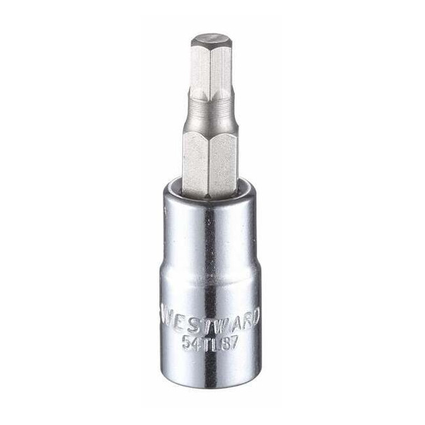 Westward 1/4 in Drive Hex Socket Bit SAE 3/16 in Tip, 1 1/2 in L 54TL87