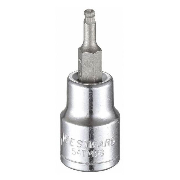 Westward 3/8 in Drive Ball Hex Socket Bit Metric 3 mm Tip, 1 13/16 in L 54TM58
