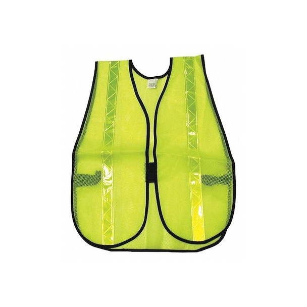 Mcr Safety Poly Mesh Safety Vest 1 3 8 Lime Strip  S220R Pack of 12