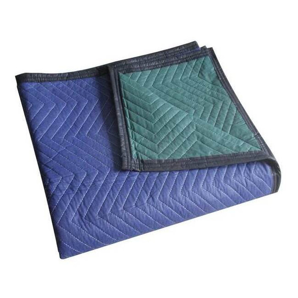 Manufacturer Varies Quilted Moving Blanket,Blue,Green,72x80" 4LGK9
