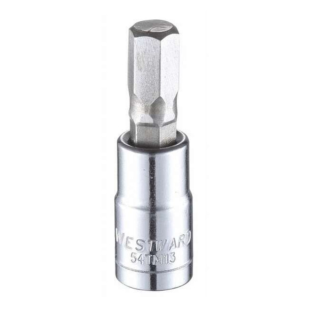 Westward 1/4 in Drive Hex Socket Bit Metric 7 mm Tip, 1 1/2 in L 54TM13